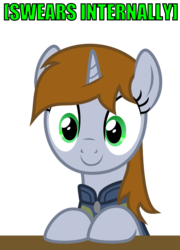 Size: 1080x1500 | Tagged: dead source, safe, oc, oc only, oc:littlepip, pony, unicorn, fallout equestria, clothes, cute, descriptive noise, fanfic, fanfic art, female, hooves, horn, jumpsuit, looking at you, mare, meme, pipabetes, show accurate, simple background, smiling, solo, text, transparent background, vault suit, x internally