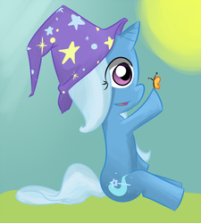 Size: 500x555 | Tagged: safe, artist:invader-sickness, trixie, butterfly, pony, unicorn, g4, female, mare, solo