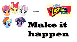 Size: 1360x744 | Tagged: safe, apple bloom, rainbow dash, scootaloo, sweetie belle, twilight sparkle, g4, cute, cute face, cutie mark crusaders, exploitable meme, face, faic, make it happen, meme, paper plates, smiling, zoo pals