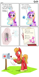 Size: 1100x2178 | Tagged: safe, artist:mysticalpha, big macintosh, fluttershy, princess cadance, earth pony, pony, g4, comic, fluttershy's letter, mail, male, meme, overly attached girlfriend, ship:fluttermac, shipping, stallion, straight