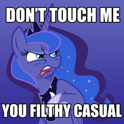 Size: 1200x1200 | Tagged: safe, princess luna, gamer luna, g4, casual, ew gay, female, filthy casual, image macro, reaction image, solo