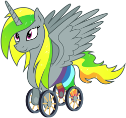 Size: 6000x5625 | Tagged: safe, artist:masem, artist:php87, oc, oc only, oc:wheely bopper, alicorn, original species, pony, absurd resolution, alicorn oc, colored, princess, race swap, solo, vector, wheelicorn