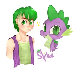 Size: 2598x2528 | Tagged: safe, artist:sleepy-coyote, spike, g4, humanized, male, solo