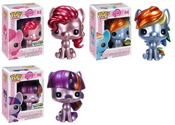 Size: 2100x1500 | Tagged: safe, pinkie pie, rainbow dash, twilight sparkle, g4, box, female, figure, figurine, funko, funko pop!, irl, metallic, packaging, photo, toy