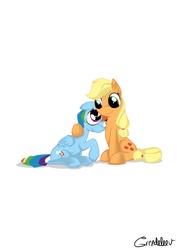 Size: 3001x4244 | Tagged: safe, artist:grendeleev, applejack, rainbow dash, g4, female, lesbian, ship:appledash, shipping