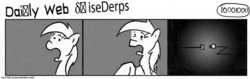 Size: 1585x500 | Tagged: safe, artist:tetrapony, derpy hooves, pegasus, pony, comic:the daily derp, g4, comic, female, mare, monochrome