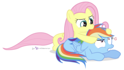 Size: 1340x760 | Tagged: safe, artist:dm29, fluttershy, rainbow dash, g4, cute, female, filly, filly fluttershy, filly rainbow dash, floppy ears, julian yeo is trying to murder us, lesbian, nom, ship:flutterdash, shipping, simple background, transparent background, younger