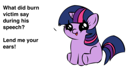 Size: 1194x668 | Tagged: safe, twilight sparkle, pony, unicorn, g4, exploitable meme, female, filly, filly twilight telling an offensive joke, foal, meme, sitting, solo