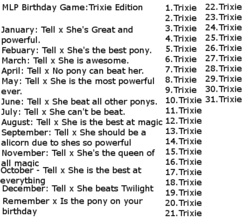 Size: 536x467 | Tagged: safe, trixie, g4, best pony, birthday game, exploitable meme, fixed