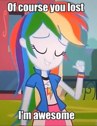 Size: 742x960 | Tagged: safe, rainbow dash, equestria girls, g4, my little pony equestria girls, female, image macro, solo