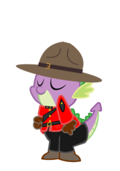 Size: 800x1137 | Tagged: safe, artist:kuren247, spike, dragon, g4, canada, clothes, eyes closed, male, mountie, royal canadian mounted police, simple background, solo, transparent background, uniform, vector