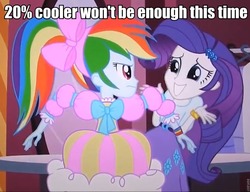 Size: 960x737 | Tagged: safe, rainbow dash, rarity, equestria girls, g4, my little pony equestria girls, 20% cooler, image macro, meme, puffy sleeves, rainbow dash always dresses in style
