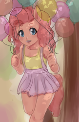 Size: 600x927 | Tagged: safe, artist:jemaica, pinkie pie, human, g4, balloon, eared humanization, female, humanized, pony coloring, solo, tailed humanization