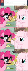 Size: 660x1645 | Tagged: safe, artist:mixermike622, pinkie pie, oc, oc:fluffle puff, tumblr:ask fluffle puff, g4, asdfmovie, ask, boop, comedy, groucho mask, tumblr