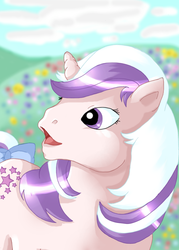 Size: 714x999 | Tagged: safe, artist:kinbarri, twilight, pony, unicorn, g1, bow, female, mare, solo, tail bow