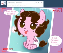 Size: 1236x1040 | Tagged: safe, artist:shinta-girl, oc, oc only, oc:shinta pony, pony, ask, baby, baby pony, foal, photo, spanish, translated in the description, tumblr