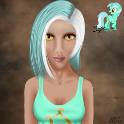 Size: 3000x3000 | Tagged: safe, artist:shadowpaint-lisam, lyra heartstrings, human, g4, female, humanized, solo, uncanny valley
