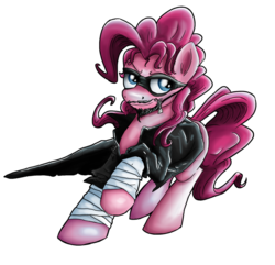 Size: 911x877 | Tagged: dead source, safe, artist:xioade, pinkie pie, earth pony, pony, g4, clothes, female, goatee, leather jacket, mask, solo