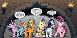 Size: 1040x522 | Tagged: safe, artist:andypriceart, idw, official comic, applejack, fluttershy, pinkie pie, rainbow dash, rarity, twilight sparkle, g4, the return of queen chrysalis, spoiler:comic