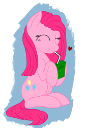 Size: 785x1121 | Tagged: safe, artist:luckynchance, pinkie pie, g4, drinking, female, heart, juice, juice box, pinkamena diane pie, sitting, solo