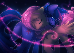 Size: 2046x1447 | Tagged: dead source, safe, artist:si1vr, fluttershy, twilight sparkle, g4, butt, female, lesbian, nuzzling, plot, ship:twishy, shipping