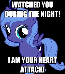 Size: 841x950 | Tagged: safe, princess luna, g4, cute, female, filly, heart attack, image macro, solo, woona