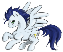 Size: 858x718 | Tagged: safe, artist:itena, soarin', pegasus, pony, g4, male, simple background, solo, spread wings, stallion, transparent background, wings