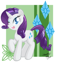 Size: 1890x1999 | Tagged: safe, artist:danmakuman, rarity, pony, g4, female, solo, wink