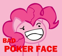 Size: 550x500 | Tagged: safe, pinkie pie, g4, ask-pinkietard, bad poker face, female, meme, poker face, solo