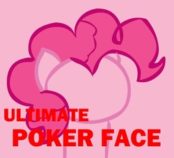 Size: 550x500 | Tagged: safe, pinkie pie, g4, ask-pinkietard, female, meme, no face, poker face, simple background, solo