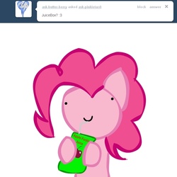 Size: 700x700 | Tagged: safe, pinkie pie, g4, ask-pinkietard, female, juice box, solo, tumblr