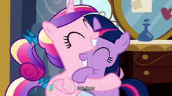 Size: 640x355 | Tagged: safe, screencap, princess cadance, twilight sparkle, a canterlot wedding, g4, mlp-captions, teen princess cadance, youtube caption