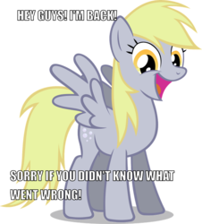 Size: 578x640 | Tagged: safe, derpy hooves, pegasus, pony, derpibooru, g4, derpibooru is down, female, i just don't know what went wrong, impact font, mare, solo, underp