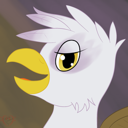 Size: 1500x1500 | Tagged: safe, artist:trancesequence, gilda, griffon, g4, female, open beak, palindrome get, portrait, solo