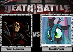 Size: 900x643 | Tagged: safe, queen chrysalis, g4, death battle, eliphas the inheritor, warhammer (game), warhammer 40k