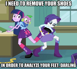 Size: 625x562 | Tagged: safe, edit, edited screencap, screencap, rarity, spike, twilight sparkle, dog, equestria girls, g4, my little pony equestria girls, cropped, image macro, spike the dog