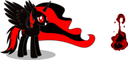 Size: 4234x2000 | Tagged: safe, artist:37517998, oc, oc only, oc:dark flame, alicorn, pony, alicorn oc, colored pupils, donut steel, ethereal mane, red and black mane, red and black oc, red eyes, simple background, solo, spread wings, standing, transparent background, vector, wings
