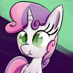 Size: 800x800 | Tagged: safe, artist:senx, sweetie belle, pony, unicorn, g4, colored pupils, female, scrunchy face, solo