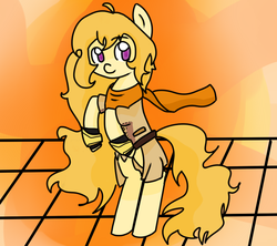 Size: 900x800 | Tagged: safe, artist:theunluckycat, pony, ember celica, ponified, rwby, solo, yang xiao long