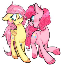 Size: 567x602 | Tagged: safe, artist:soullessteddybear, fluttershy, pinkie pie, g4, female, lesbian, ship:flutterpie, shipping, unshorn fetlocks