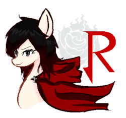 Size: 383x358 | Tagged: safe, artist:cindrytuna, pony, cape, clothes, ponified, ruby rose, rwby, simple background, solo, transparent background