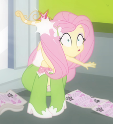 Size: 651x718 | Tagged: safe, screencap, fluttershy, equestria girls, g4, my little pony equestria girls, big crown thingy, cropped, crown, element of magic, female, ouch, solo