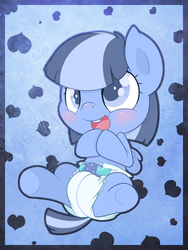 Size: 1125x1499 | Tagged: safe, artist:cuddlehooves, oc, oc only, oc:wavey, pony, baby, baby pony, diaper, foal, poofy diaper, solo