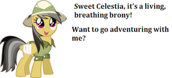 Size: 554x250 | Tagged: safe, daring do, g4, bronybait, female, happy, solo, text