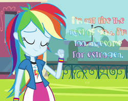 Size: 1280x1013 | Tagged: safe, edit, edited screencap, screencap, rainbow dash, equestria girls, g4, my little pony equestria girls, cards against equestria girls, cropped, eyes closed, female, image macro, solo