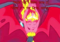 Size: 1280x888 | Tagged: safe, edit, edited screencap, screencap, sunset shimmer, equestria girls, g4, my little pony equestria girls, cards against equestria girls, female, image macro, solo, sunset satan