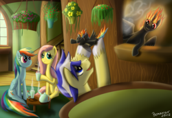 Size: 5000x3438 | Tagged: safe, artist:dcjoedog, fluttershy, rainbow dash, oc, g4