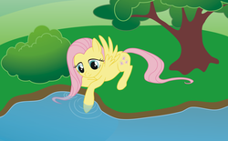 Size: 5286x3272 | Tagged: safe, artist:vasillium, fluttershy, g4, female, solo, vector, water