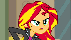 Size: 576x324 | Tagged: safe, screencap, sunset shimmer, equestria girls, g4, my little pony equestria girls, animated, evil, evil grin, female, grin, smiling, smirk, solo