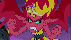 Size: 576x324 | Tagged: safe, screencap, sunset shimmer, equestria girls, g4, my little pony equestria girls, angry, animated, big crown thingy, element of magic, eye twitch, female, gif, solo, sunset satan, twitch